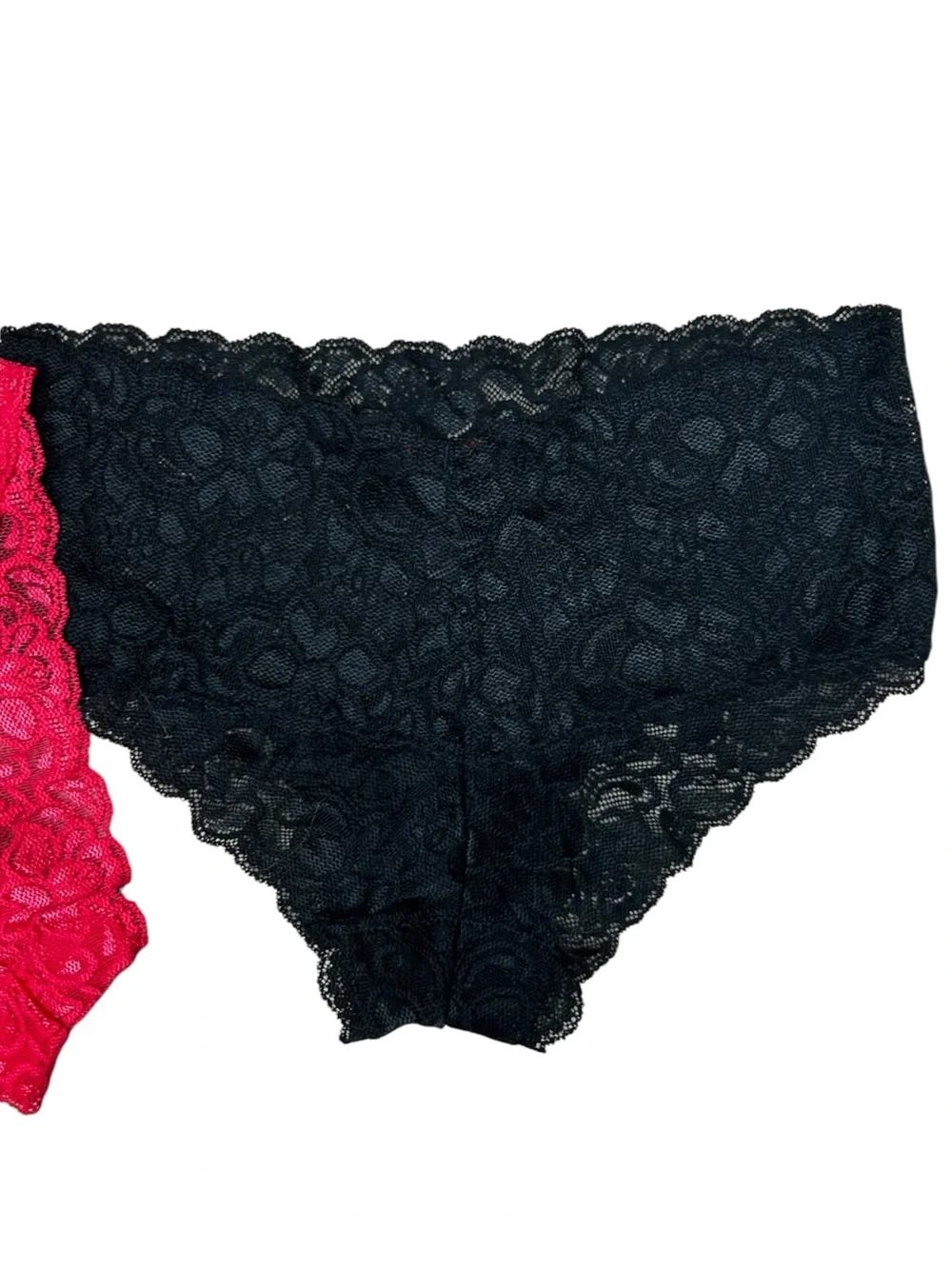 Quince Stretch Lace Cheeky Brief Panty 3 Pack Size Medium Black Pink Lingerie